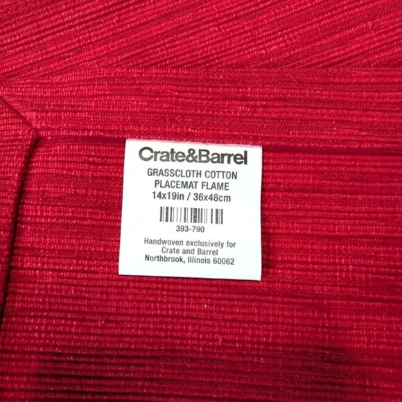 Crate & Barrel Grasscloth Cotton Placement Flame Color Set of 4 - Picture 3 of 3